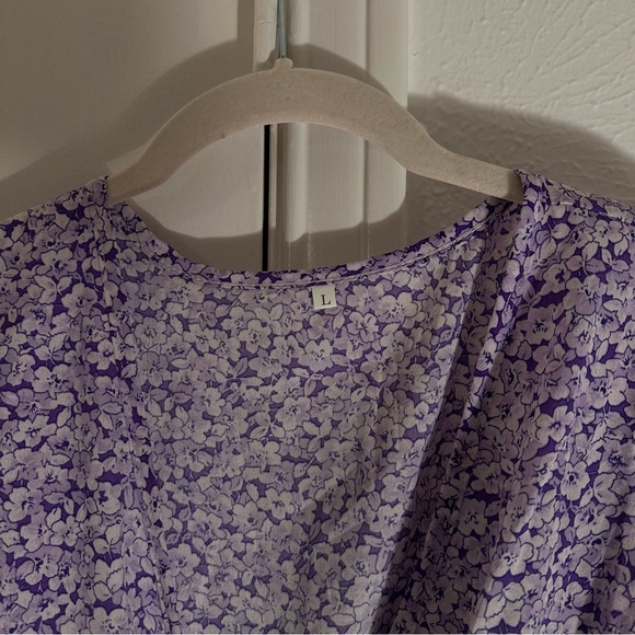 SHEIN Lilac Purple Floral Tie Front Ruffle Mini Dress V Neck Short Sleeve A Line - Picture 8 of 8